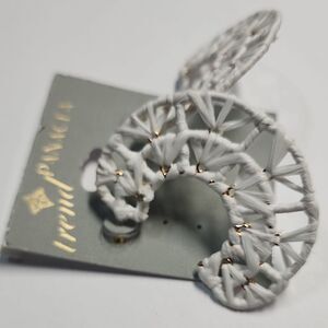 White Woven Hoop Earrings